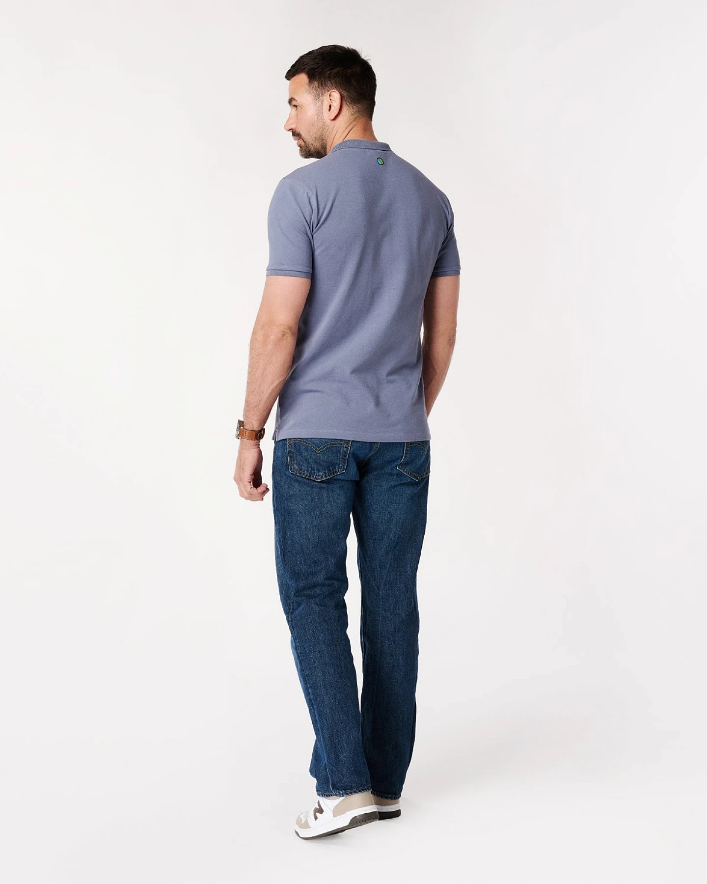 SKOT Herren vegan Polohemd Sturmblau/Grau – Ansicht 2