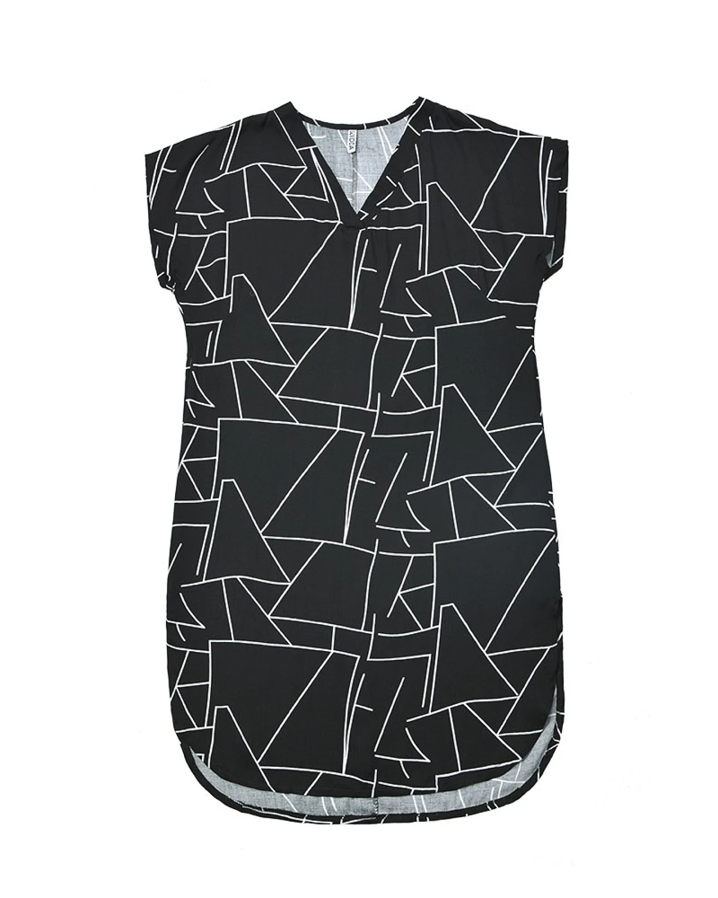 Widda Damen vegan Bluse Tunika Nomad Lines Dark Smoky Black – Ansicht 2