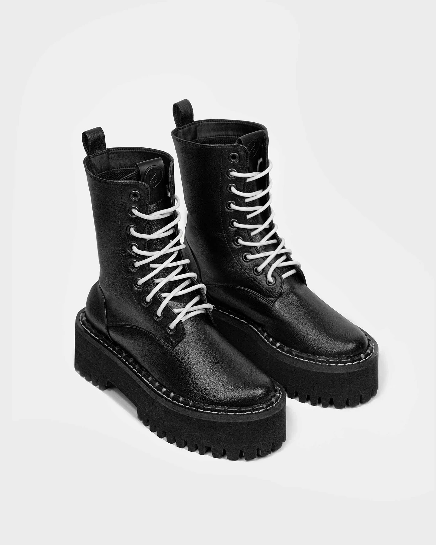 BOHEMA Damen vegan Stiefel Worker Monster Schwarz – Ansicht 2