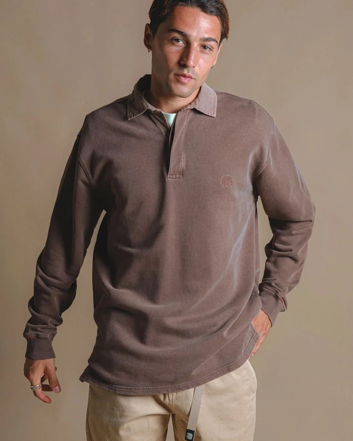 Trendsplant Herren vegan Polopullover Carvalho Pigment Kastanienbraun