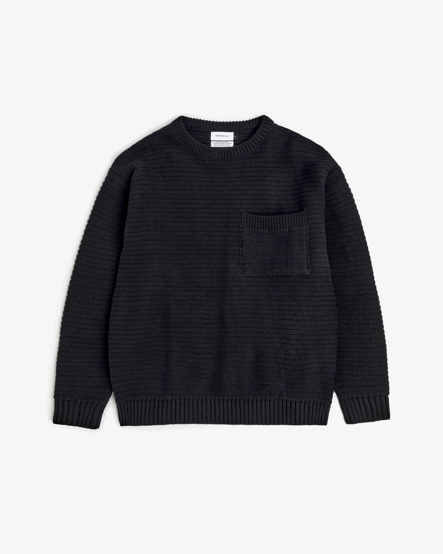 Rotholz Herren vegan Strickpullover Gerippt Schwarz – Ansicht 2