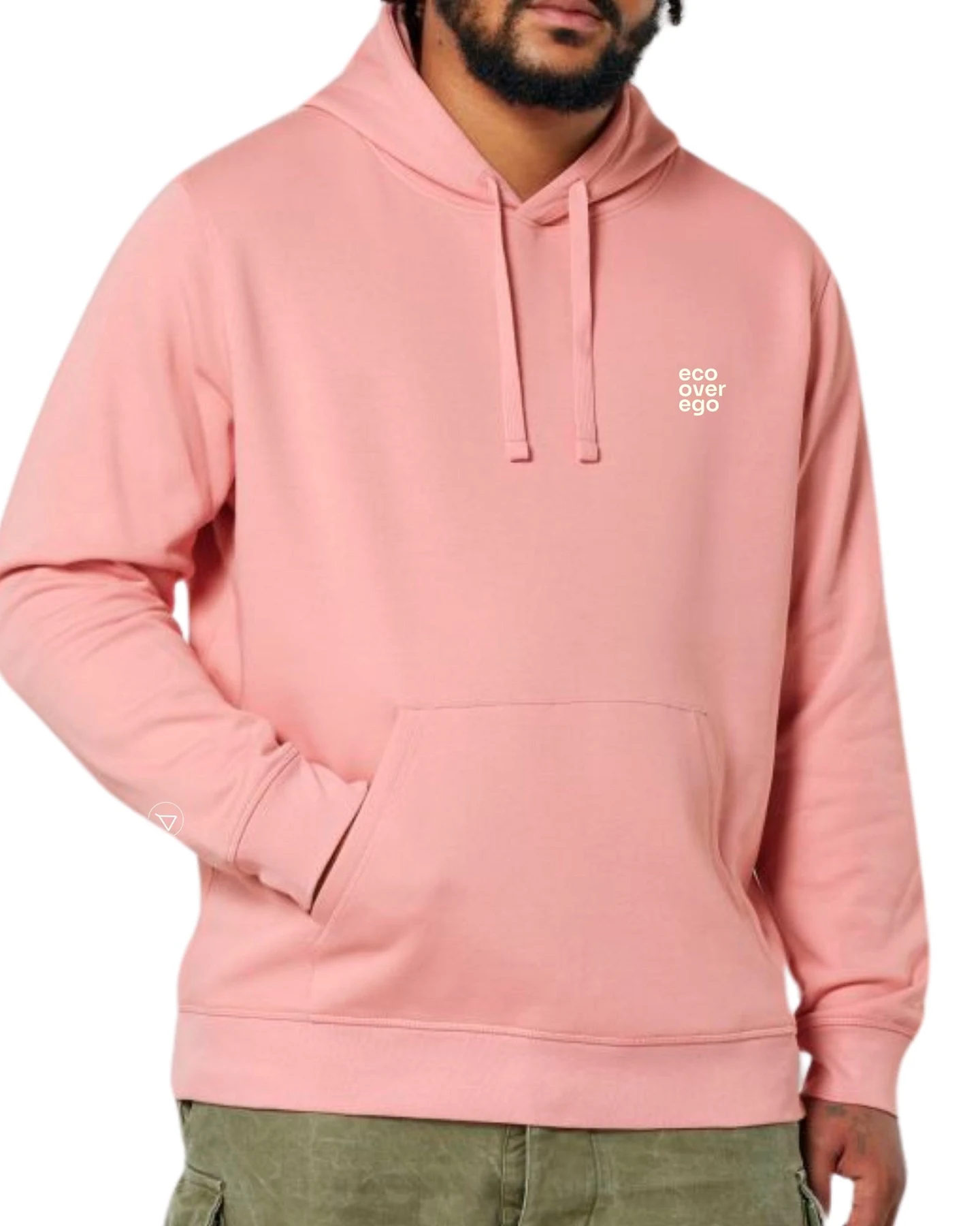 Inaska Damen vegan Hoodie Unisex Eco Statement Weiches Rosa Creme – Ansicht 2