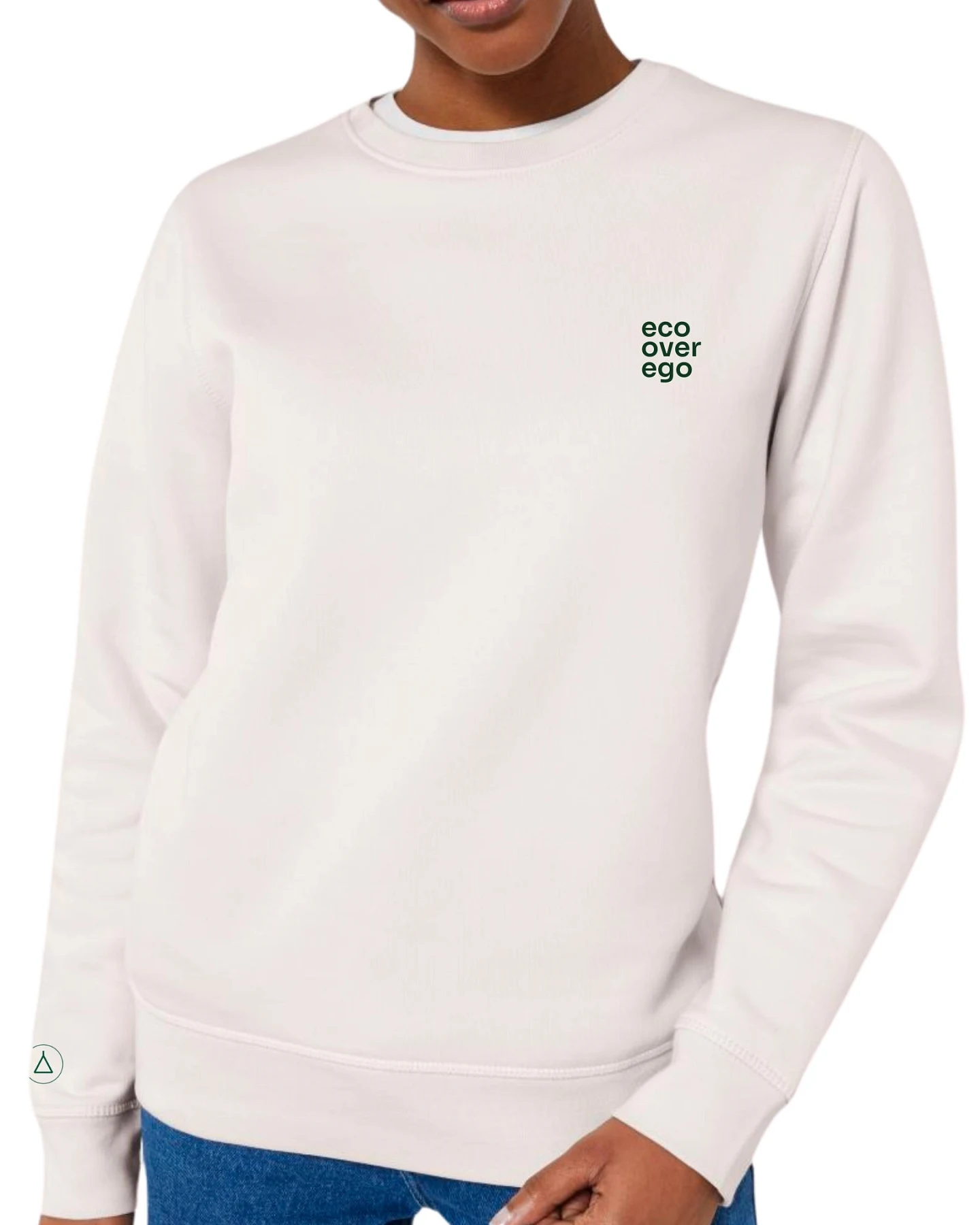 Inaska Damen vegan Pullover Inaska Statement Eco Vintage Weiß Grün – Ansicht 2
