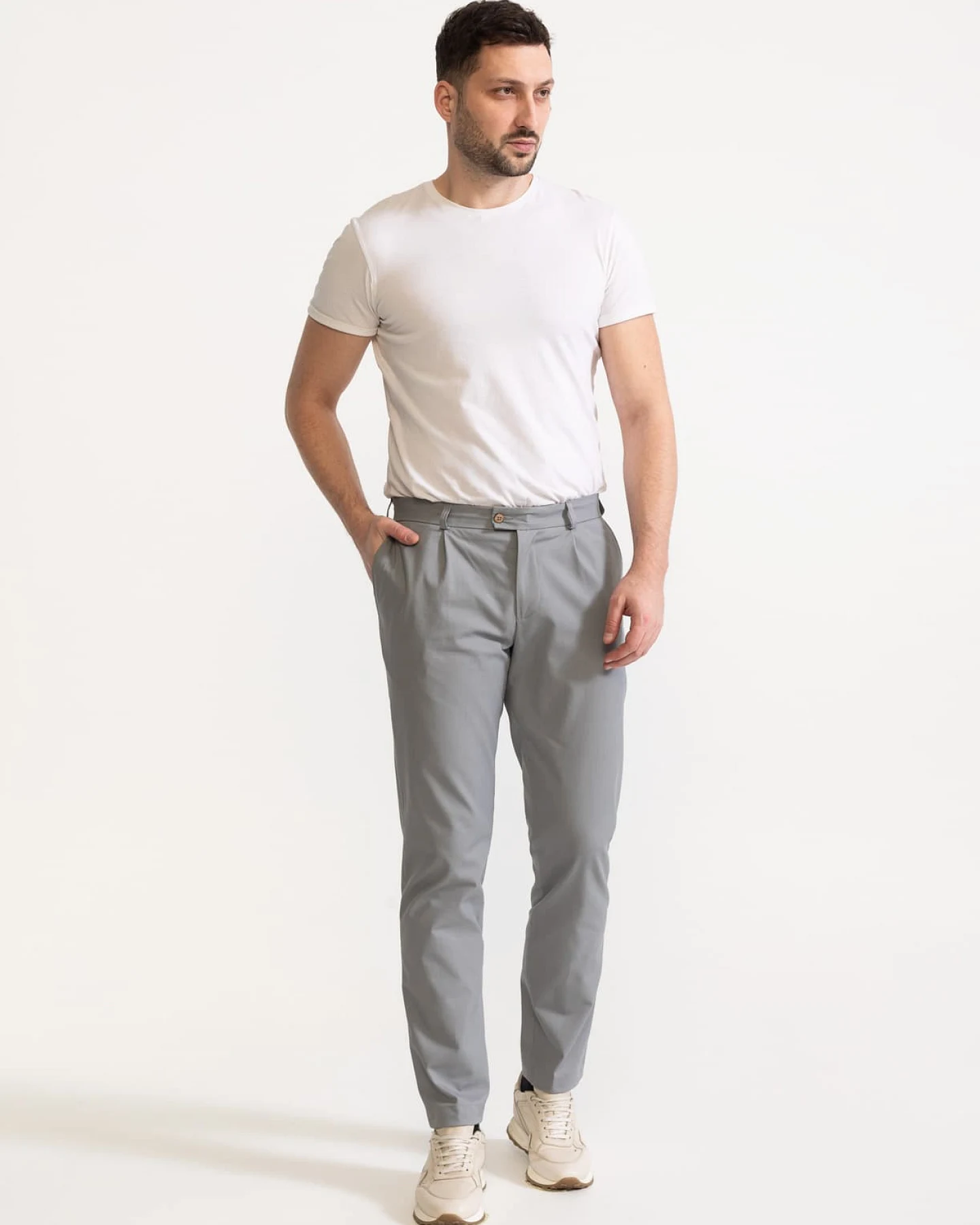 De IONESCU Herren vegan Hose Chesler Hellgrau – Ansicht 2