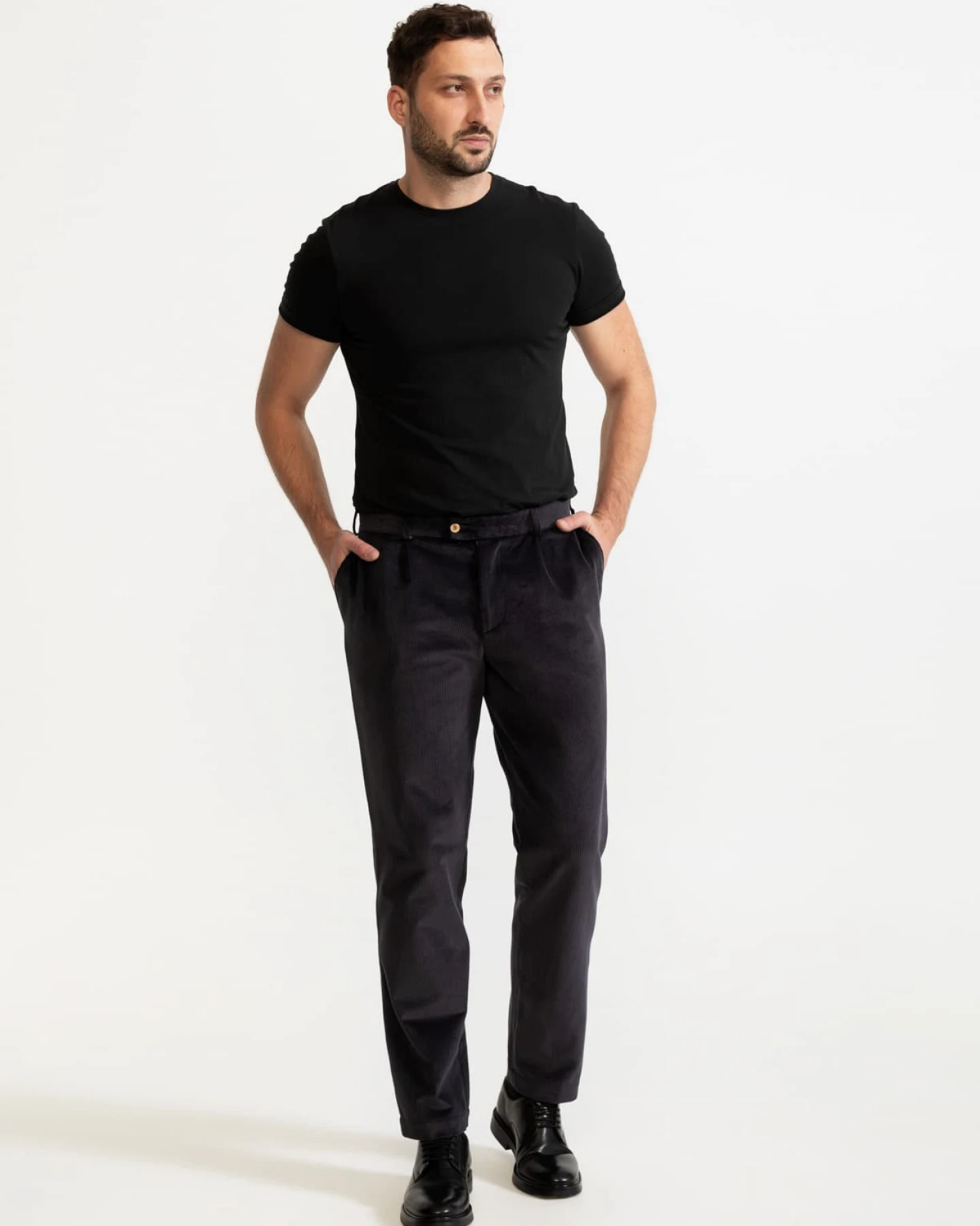 De IONESCU Herren vegan Hose Dacian Corduroy Grau – Ansicht 2