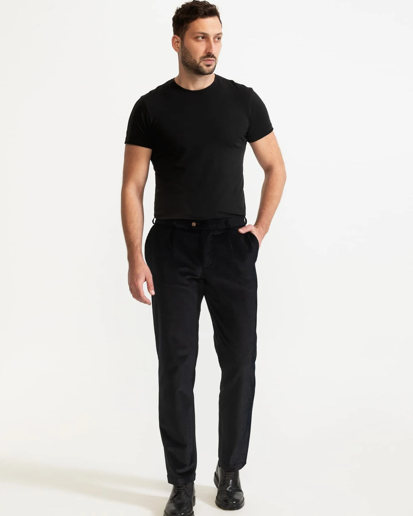 De IONESCU Herren vegan Hose Dacian Corduroy Marineblau – Ansicht 2