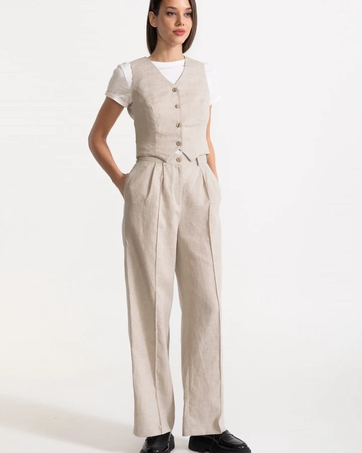 De IONESCU Damen vegan Set Figa Leinen Beige