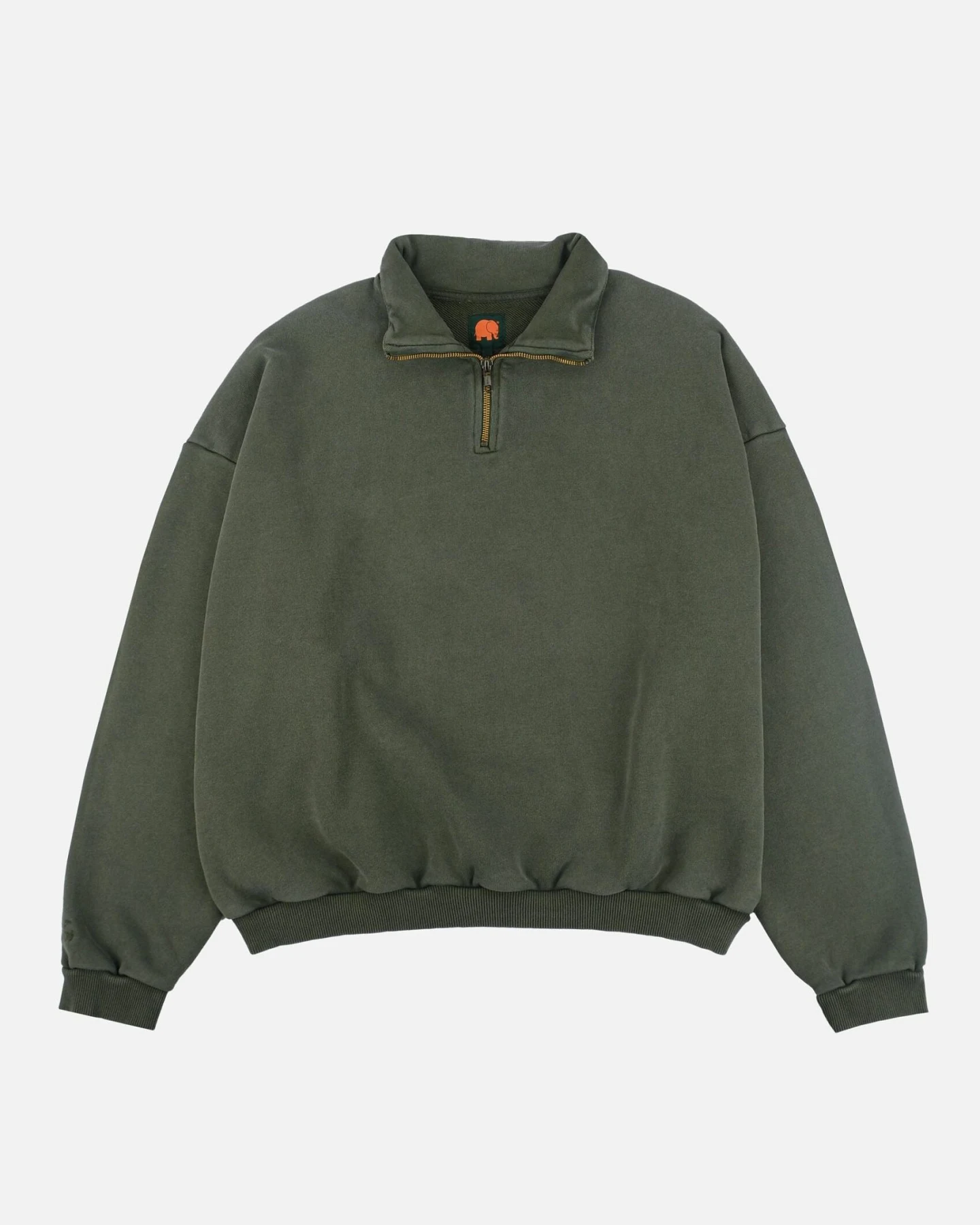 Trendsplant Herren vegan Pullover Quarter Zip Super Heavy Kombu Grün – Ansicht 2