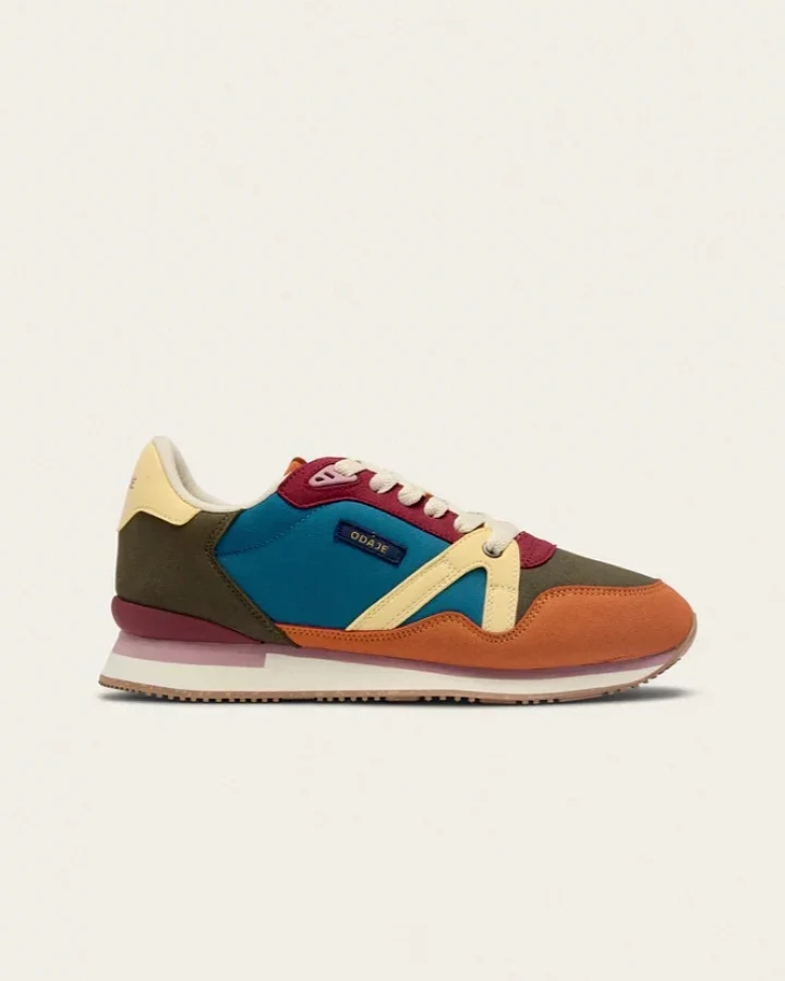 Odaje Damen vegan Sneaker Andrée Burgund/Khaki/Brick