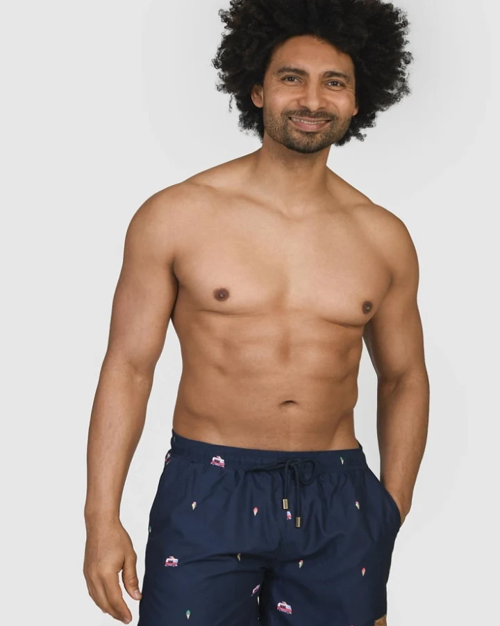Narwal Herren vegan Badeshorts Gelato Print Blau