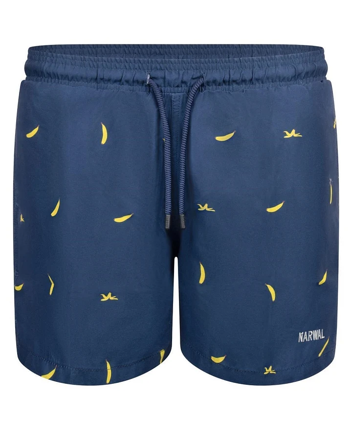 Narwal Herren vegan Badeshorts Banana Print Blau