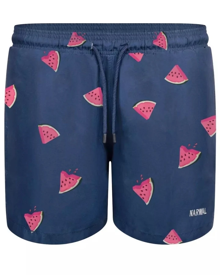 Narwal Herren vegan Badeshorts Watermelon Print Blau