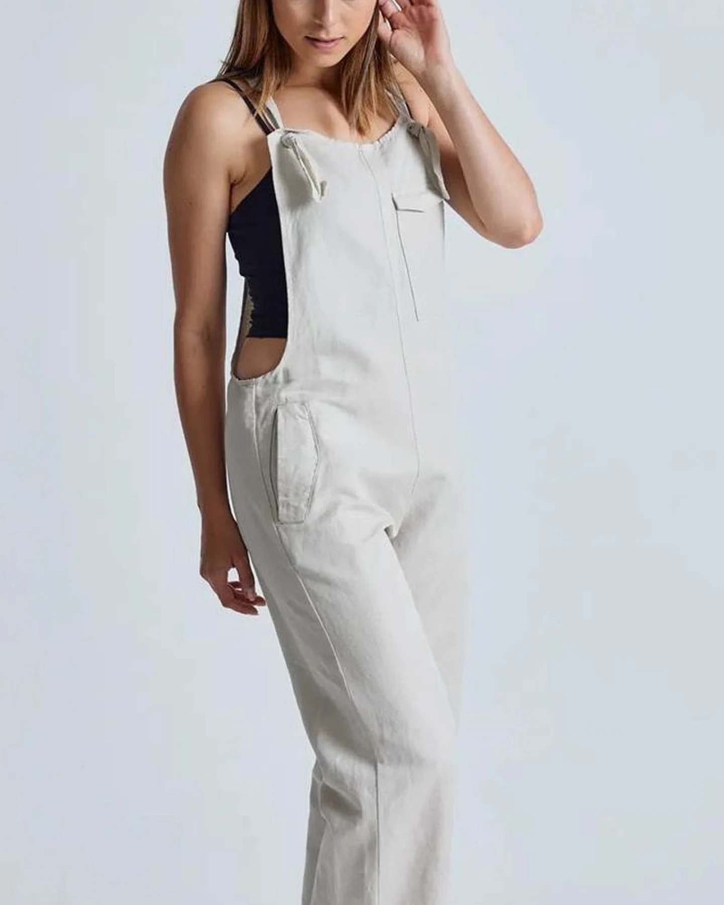 Flax and Loom Damen vegan Latzhose Leinen Mary Lou Natürlich – Ansicht 2