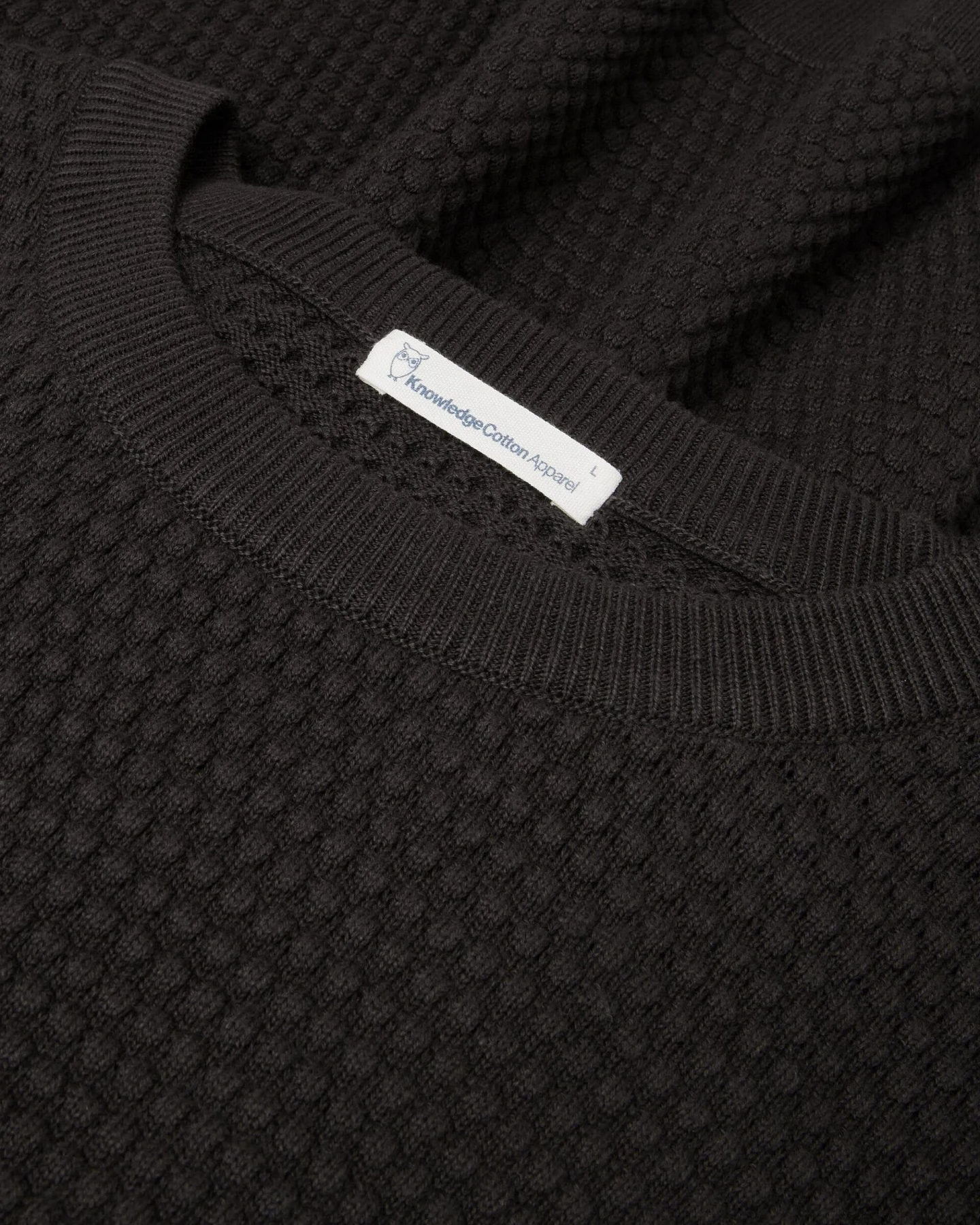 KnowledgeCotton Apparel Herren vegan Strickpullover Vagn Bubble Crew Neck Chocolate Torte – Ansicht 2