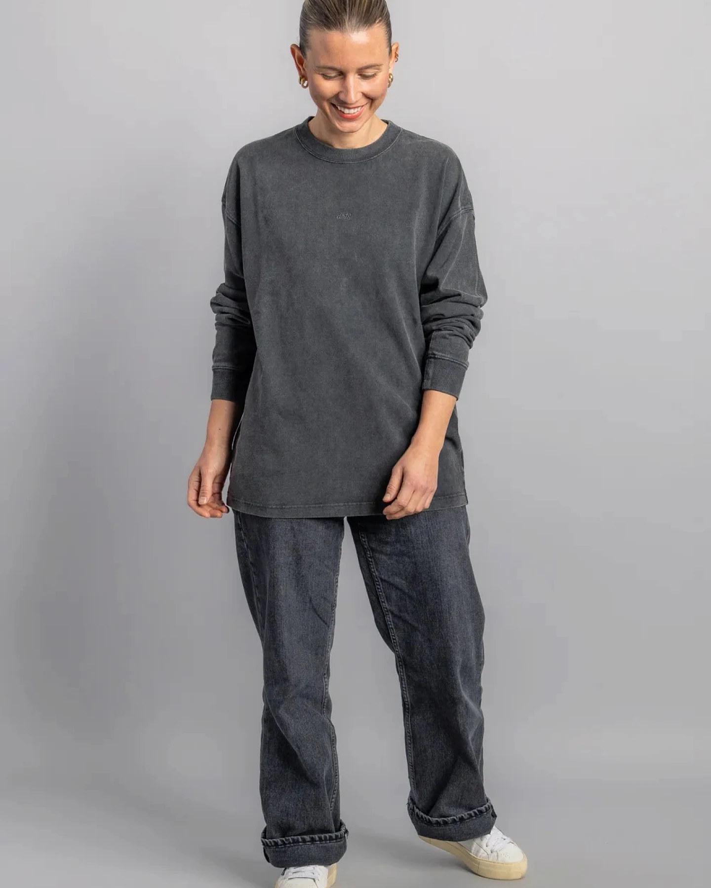 DIRTS Herren vegan Longsleeve Faded Black – Ansicht 2