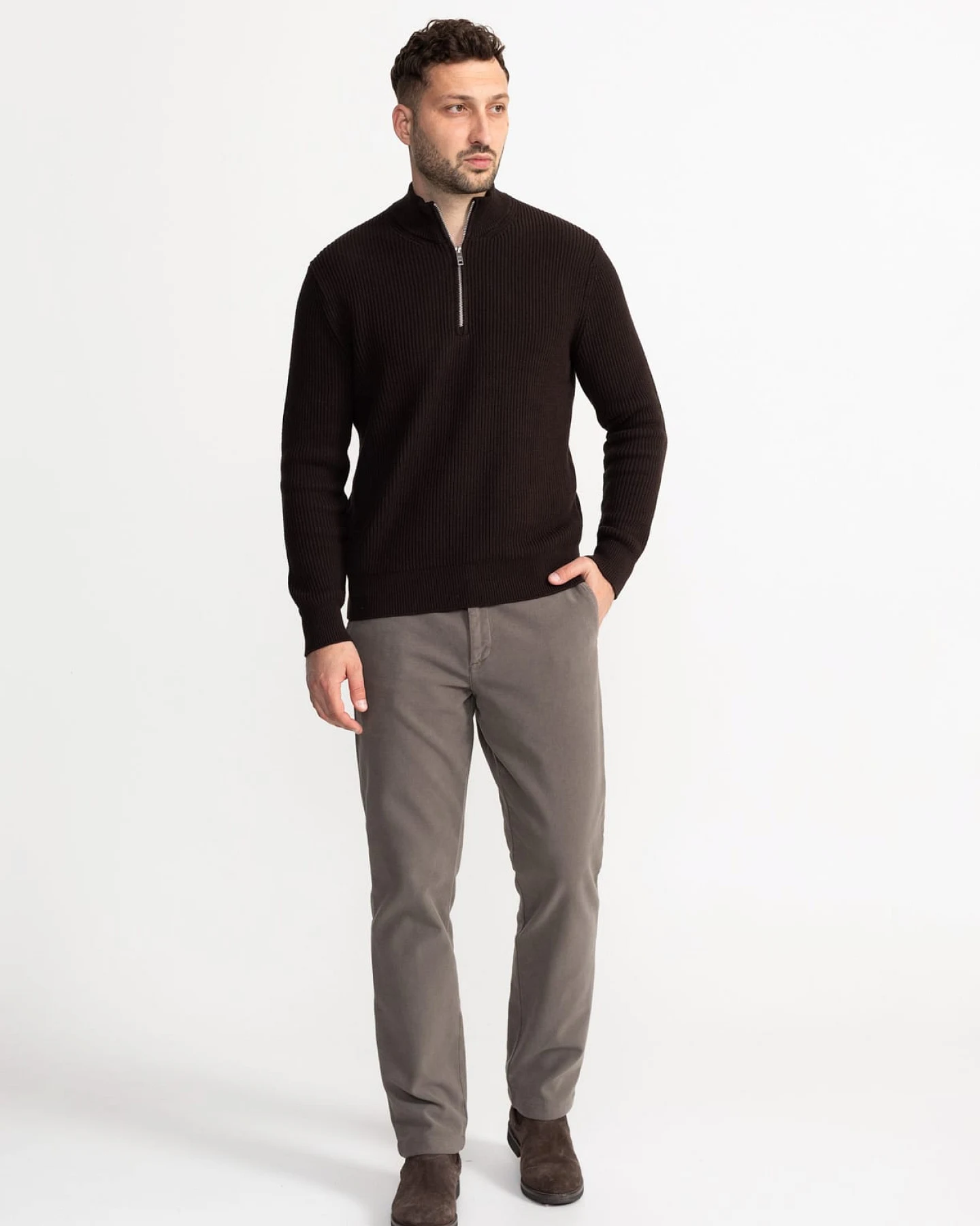 De IONESCU Herren vegan Hose Azuga Taupe – Ansicht 2