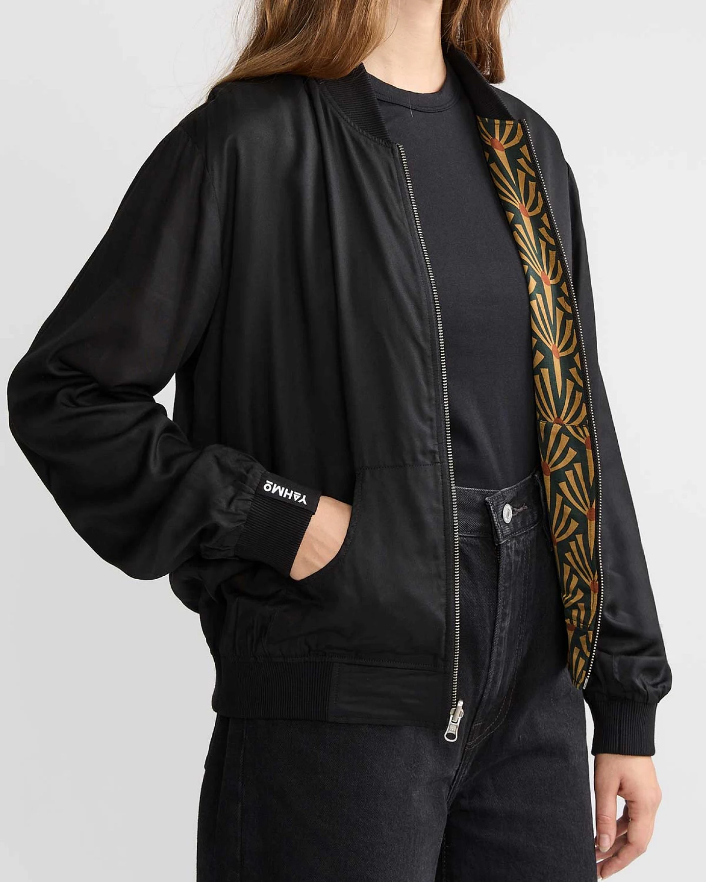 Yahmo Damen vegan Jacke Bomber Reversible Ruth Artdeco/Schwarz – Ansicht 2