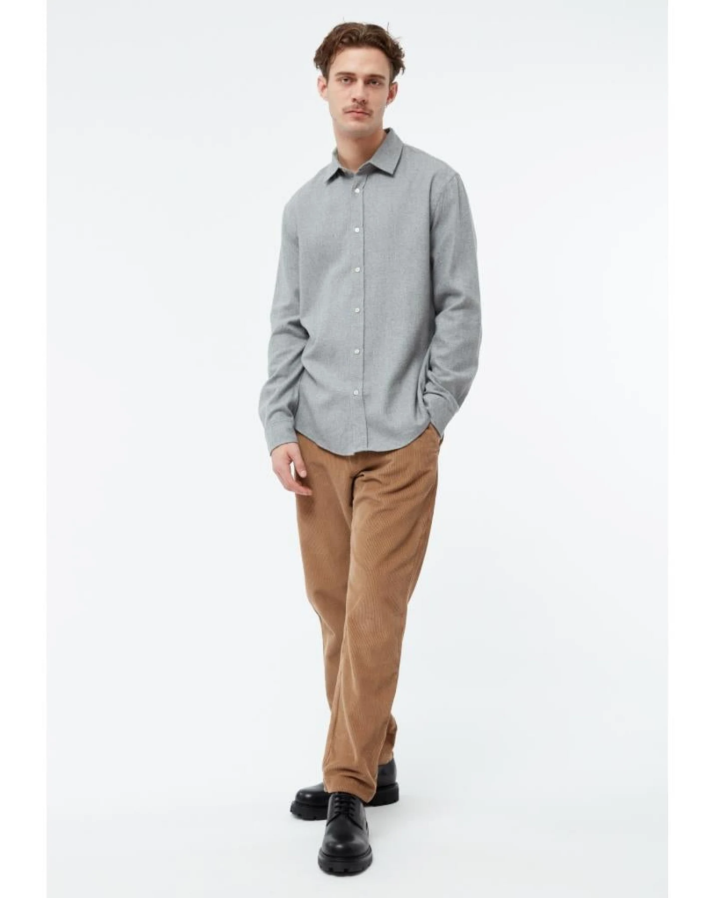 Givn Herren vegan Hemd Flanell John Mittelgrau – Ansicht 2