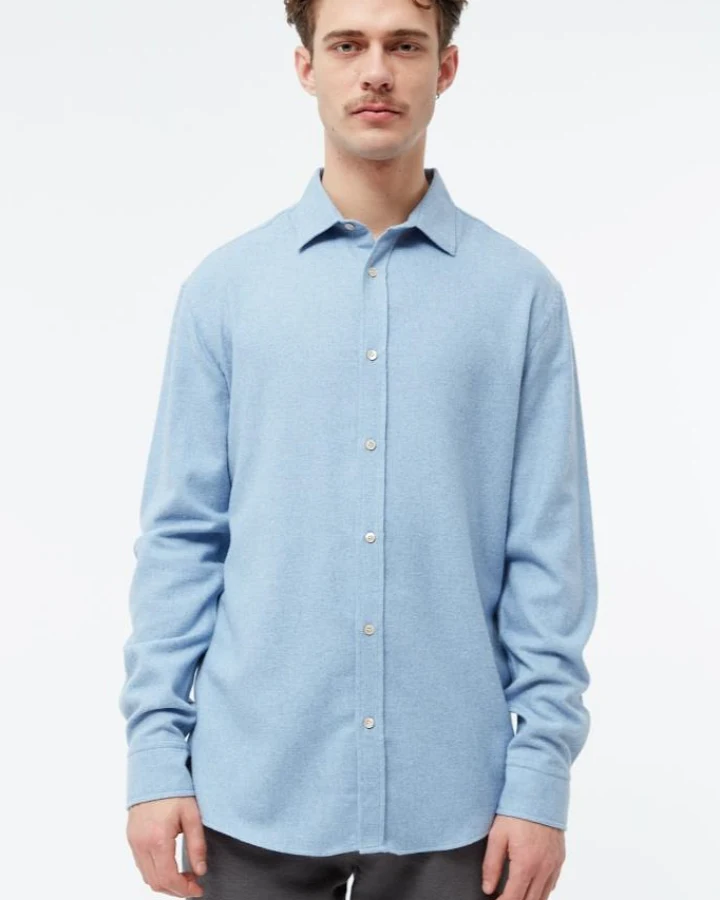 Givn Herren vegan Hemd Flanell John Hellblau