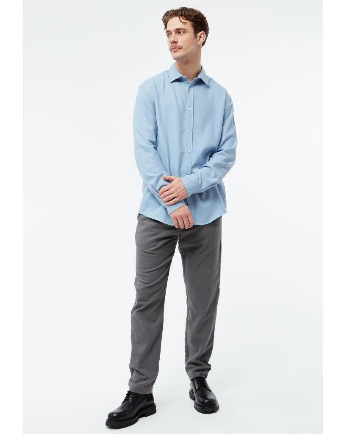 Givn Herren vegan Hemd Flanell John Hellblau – Ansicht 2