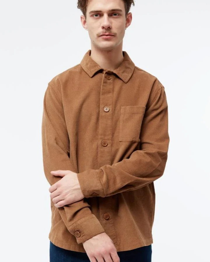Givn Herren vegan Überhemd Curt Dark Camel
