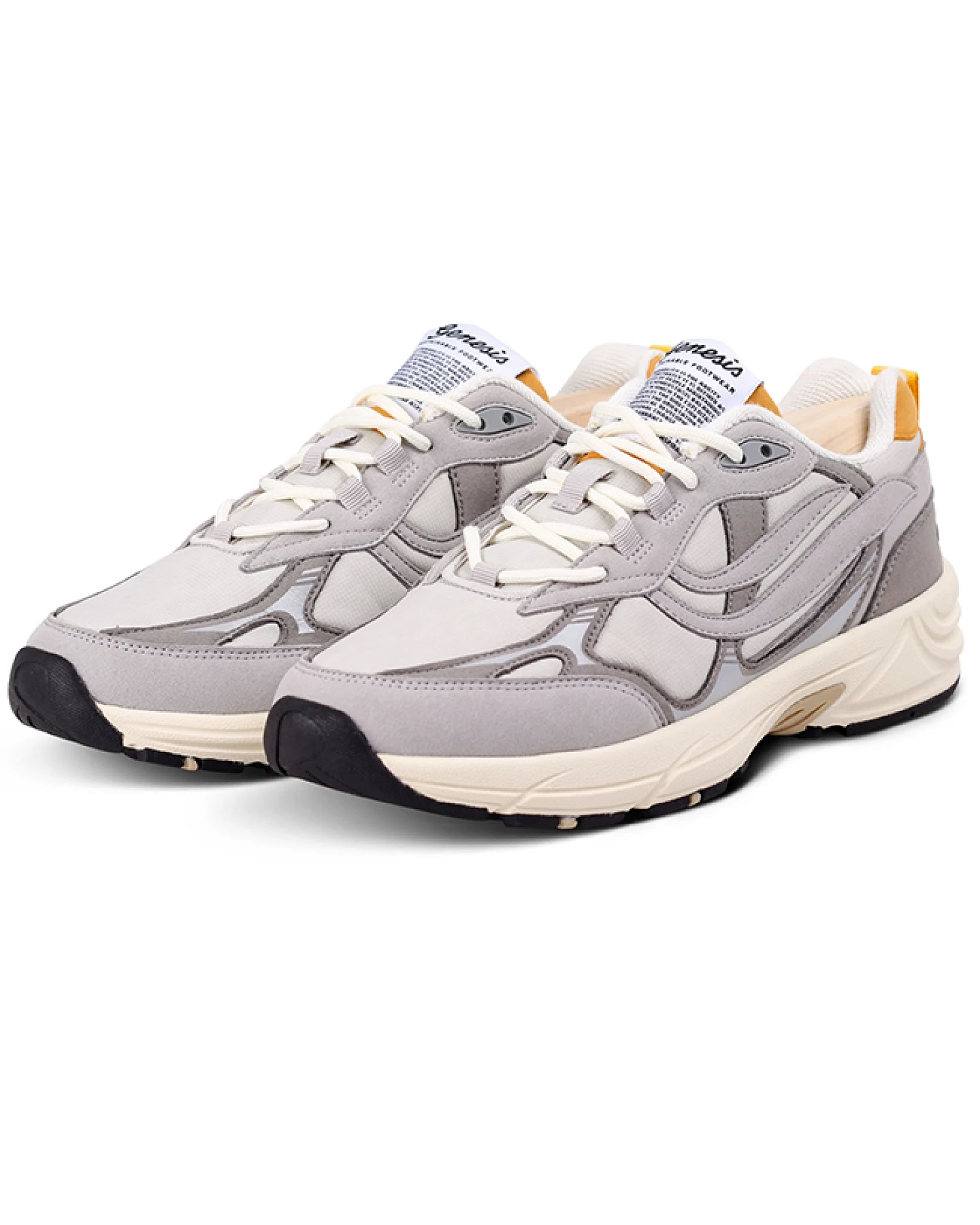 Genesis Herren vegan Sneaker G-Eco`99 Paddy Mesh Grau Senf – Ansicht 2