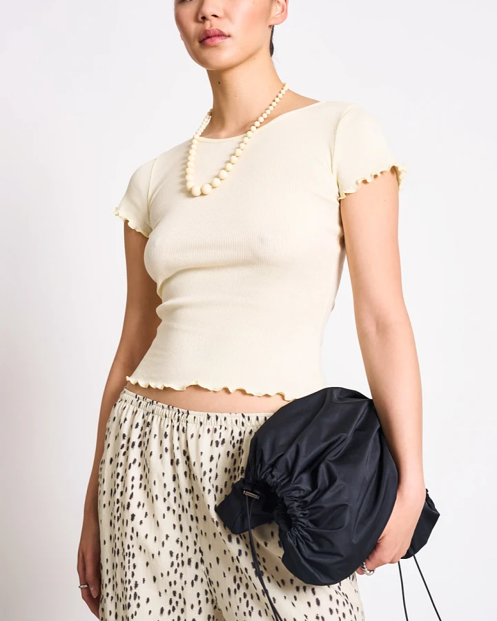 JAN 'N JUNE Damen vegan T-Shirt Minirib Ren Hellgelb