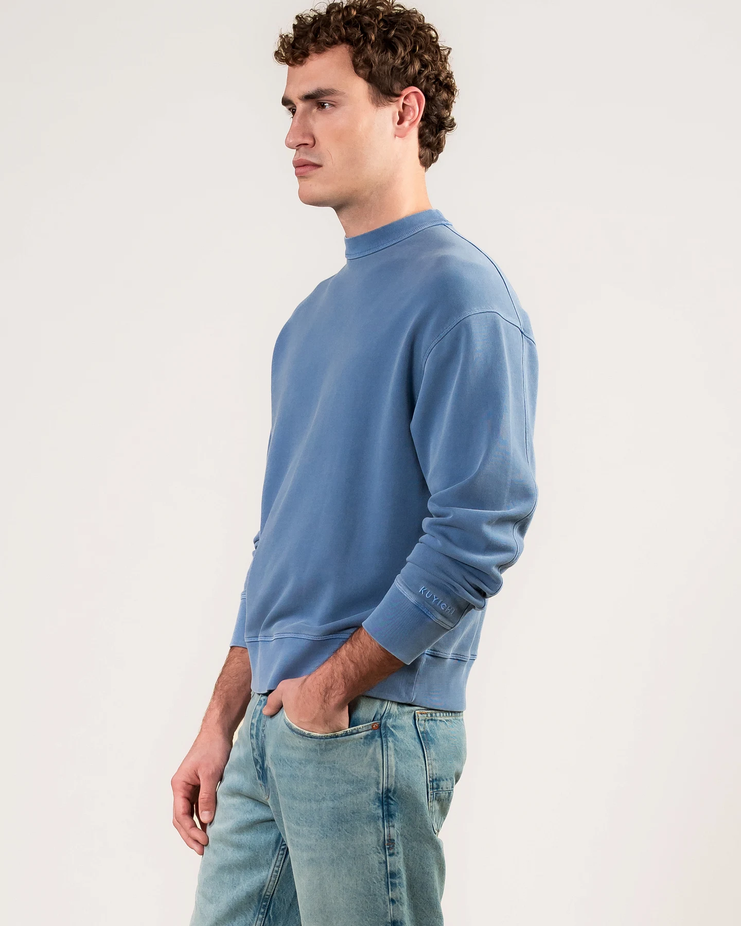 Kuyichi Herren vegan Sweatshirt Jimi Stahlblau – Ansicht 2
