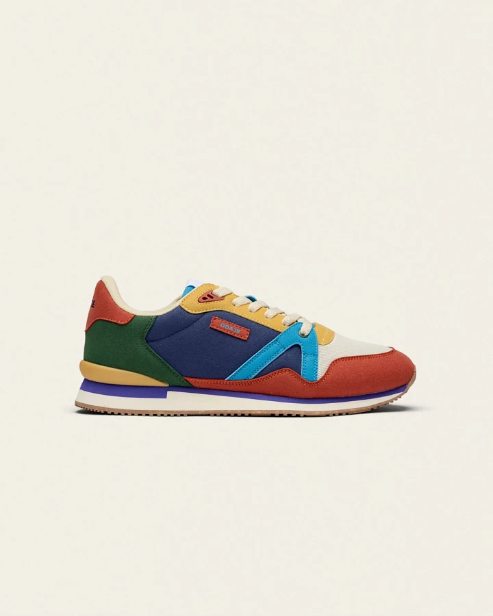 Odaje Herren vegan Sneaker Andre Rot/Violett/Senf