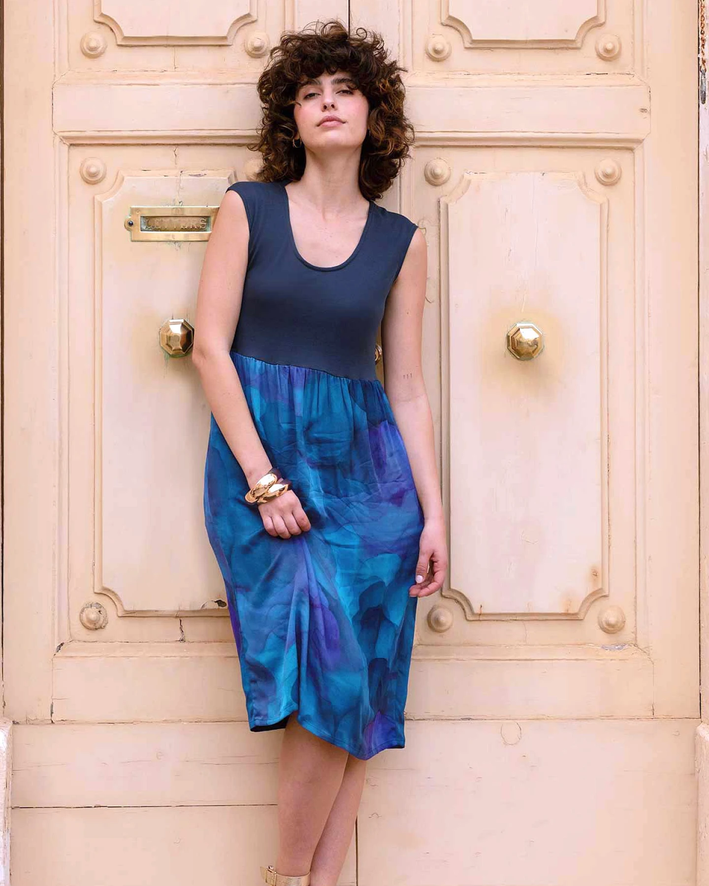 WiDDA Damen vegan Kleid Mixma Navy Clouds – Ansicht 2