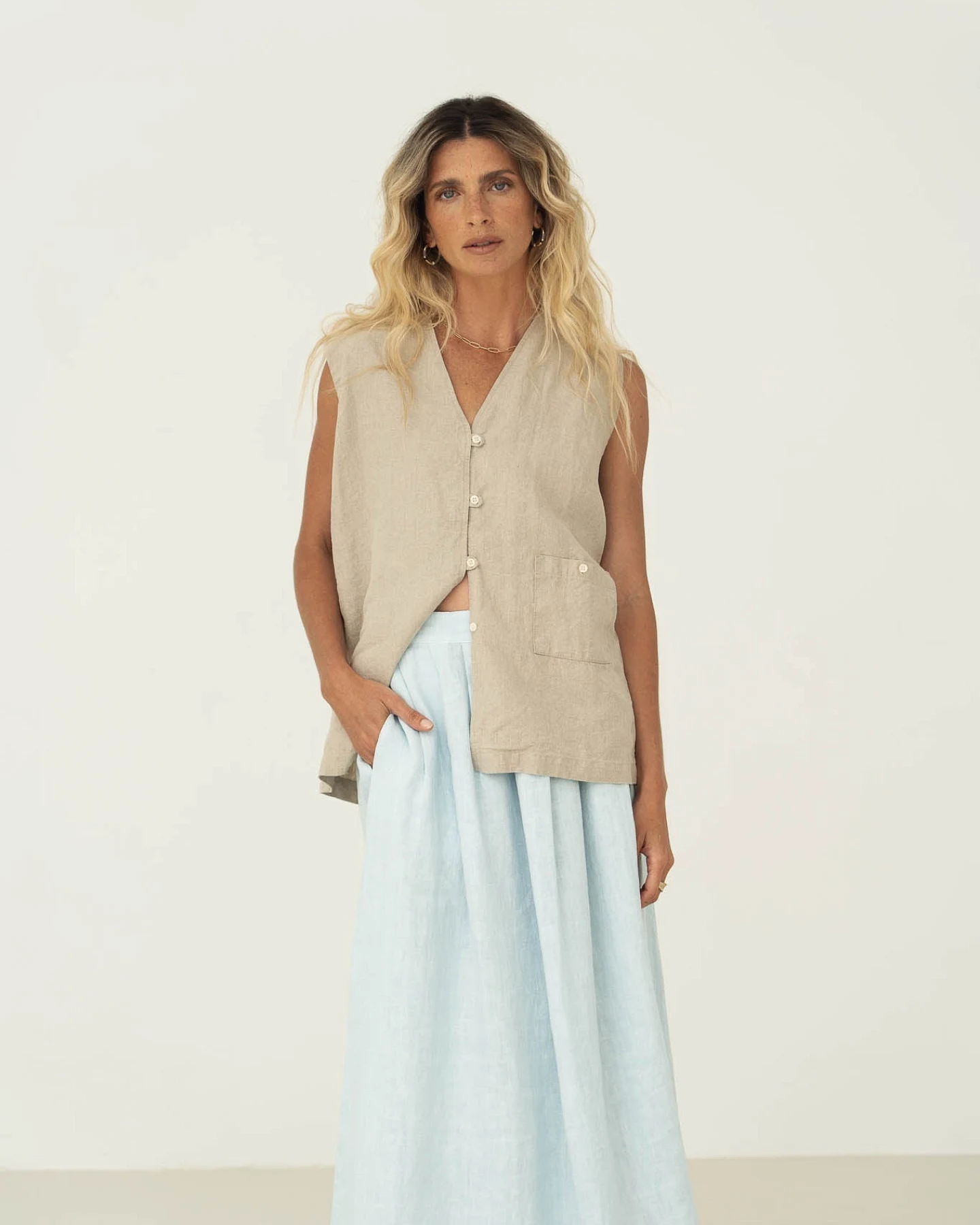 Näz Damen vegan Weste Mila Beige – Ansicht 2