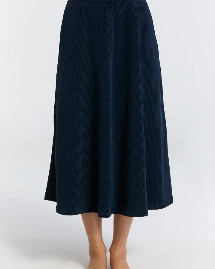 Leela Cotton Damen vegan Rock Corduroy Mitternachtsblau
