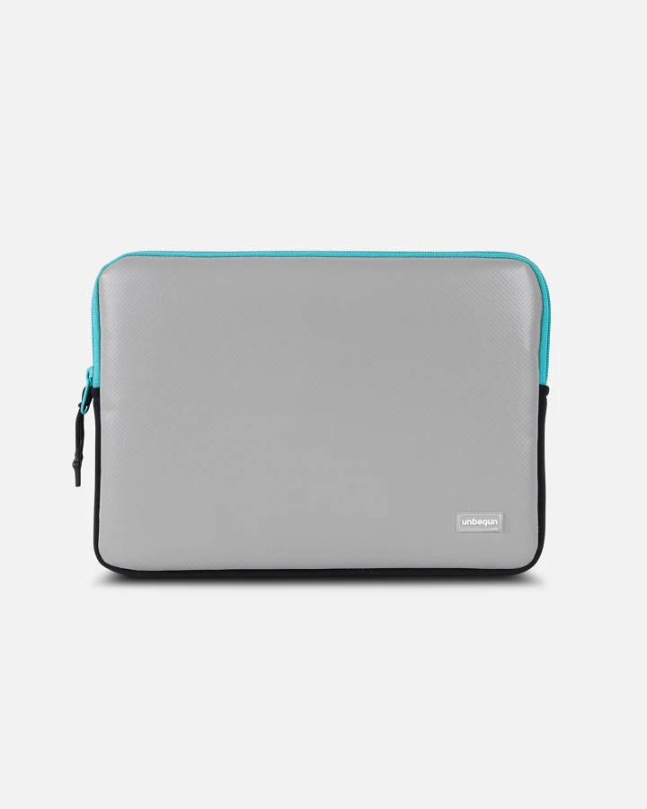 UNBEGUN Herren vegan Laptop-Hülle Mattgrau/Türkis
