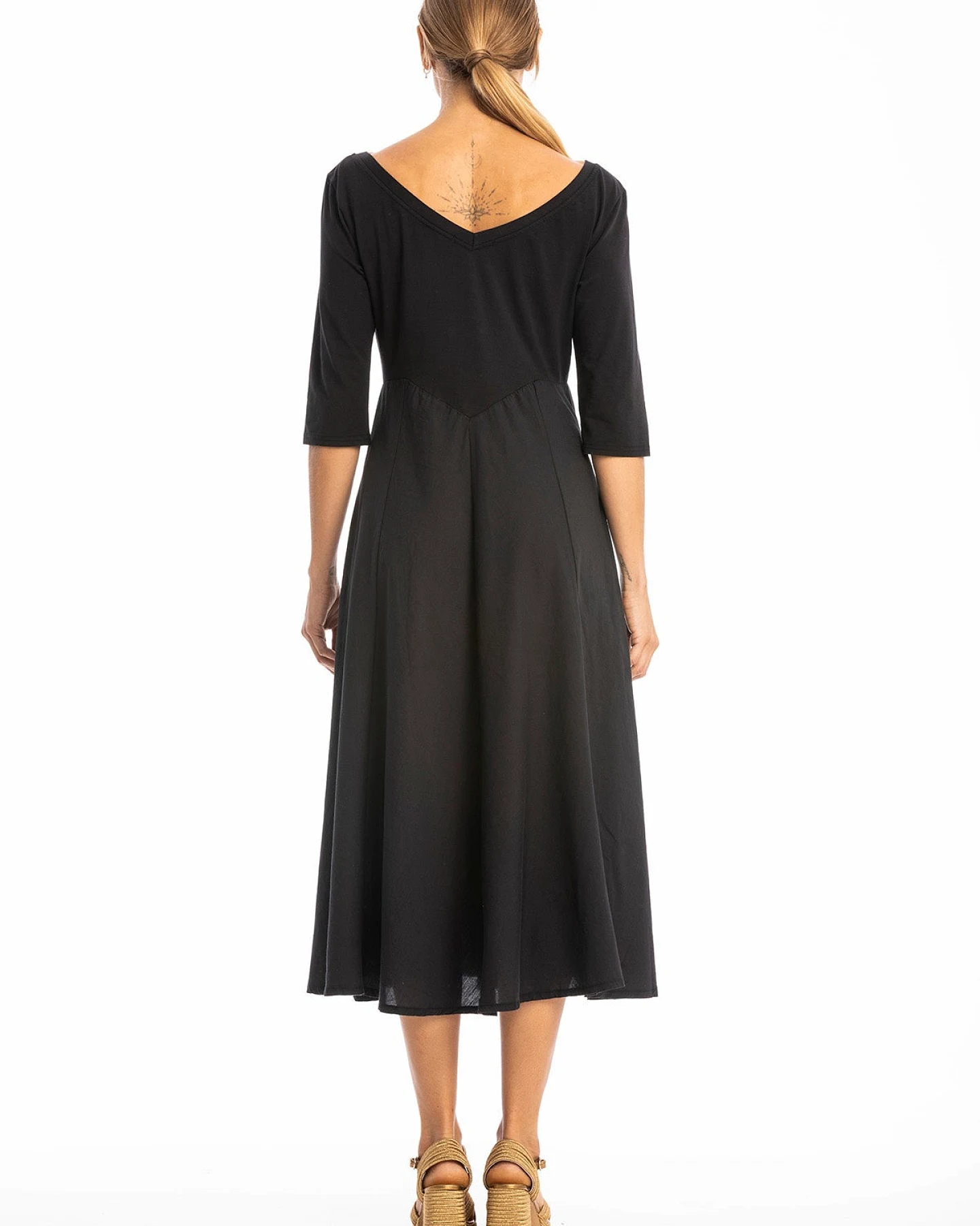 RAVENS VIEW IBIZA Damen vegan Kleid Lima Ls Schwarz – Ansicht 2