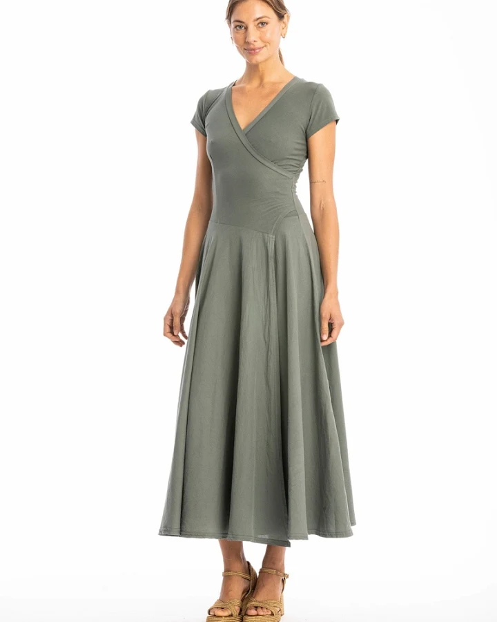 RAVENS VIEW IBIZA Damen vegan Kleid Veronika St Olivgrün