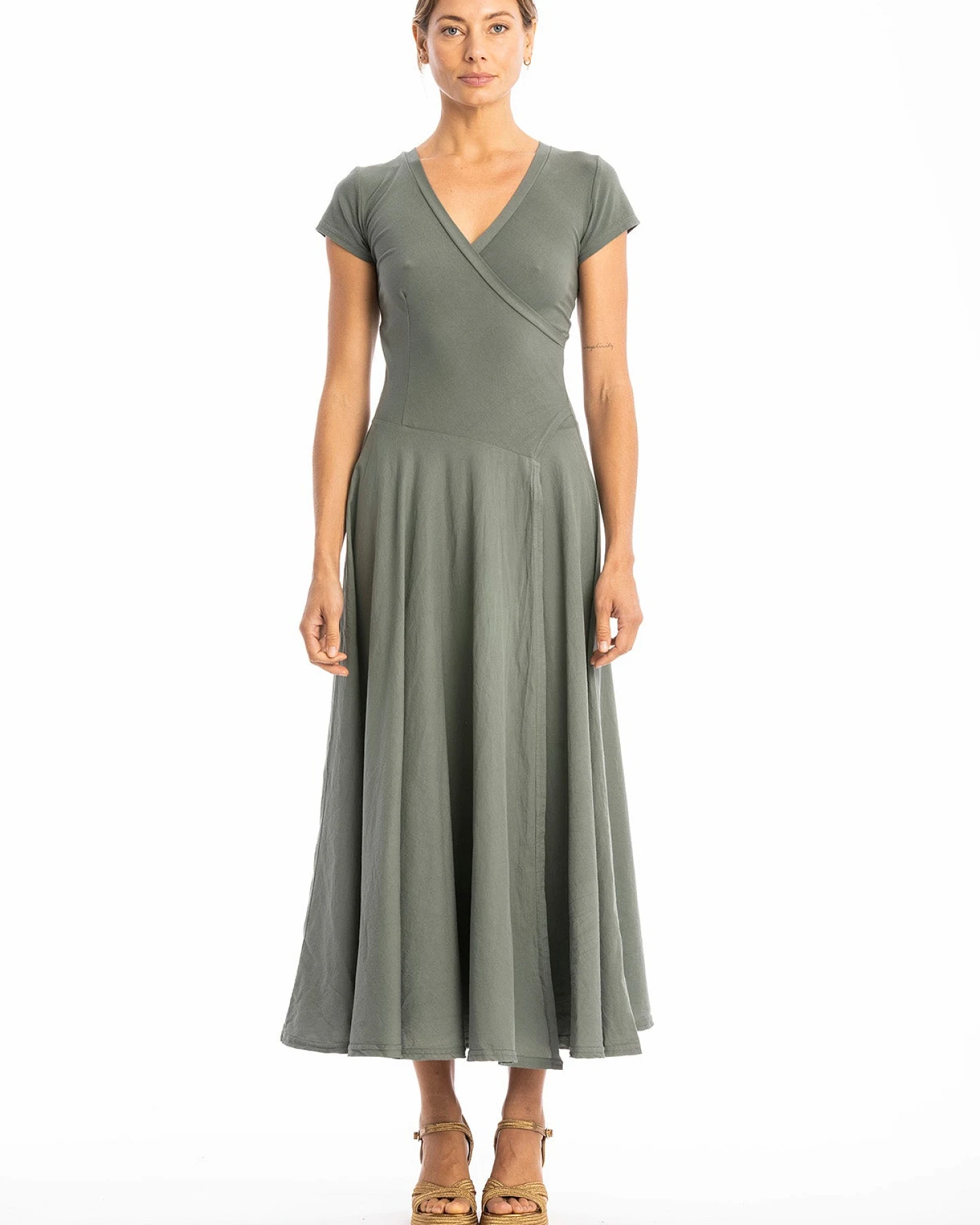 RAVENS VIEW IBIZA Damen vegan Kleid Veronika St Olivgrün – Ansicht 2
