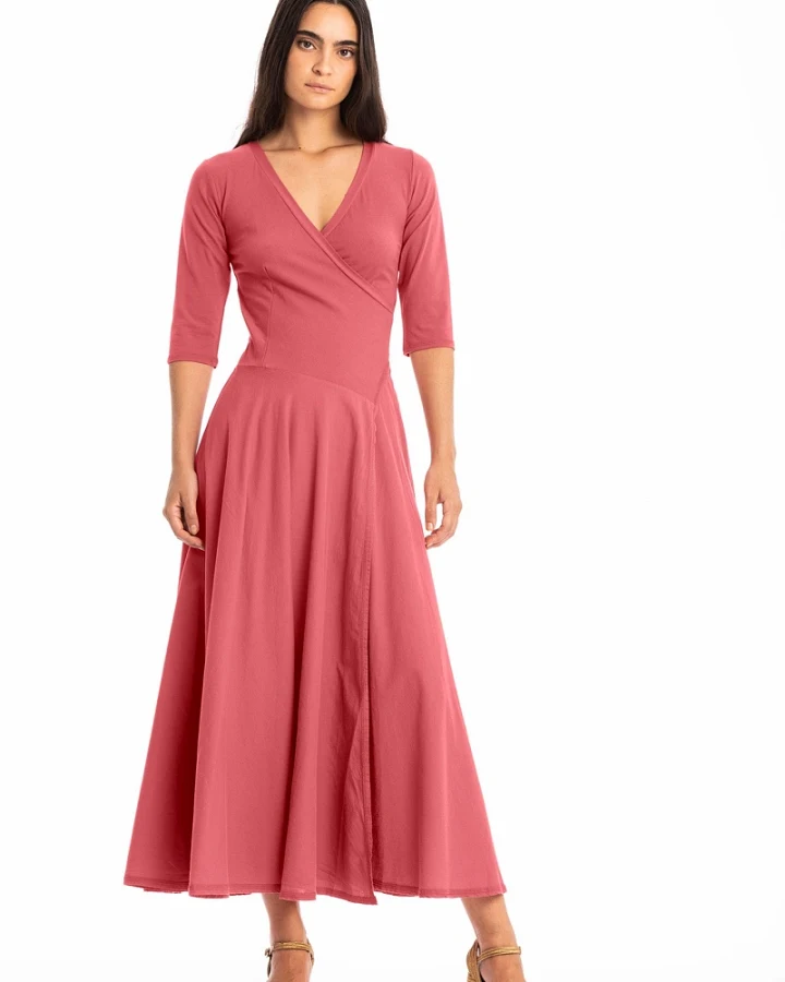 RAVENS VIEW IBIZA Damen vegan Kleid Veronika Lehm Rot