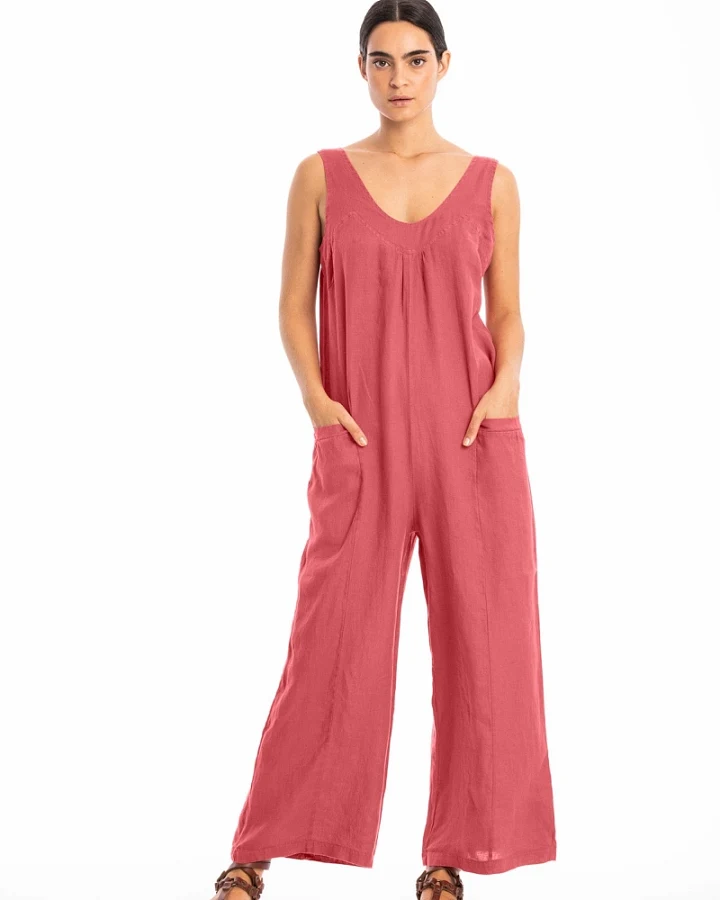 RAVENS VIEW IBIZA Damen vegan Jumpsuit Aura Lehm Rot