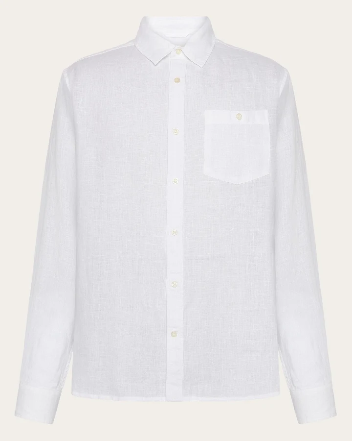 KnowledgeCotton Apparel Herren vegan Hemd Custom Fit Hellweiß