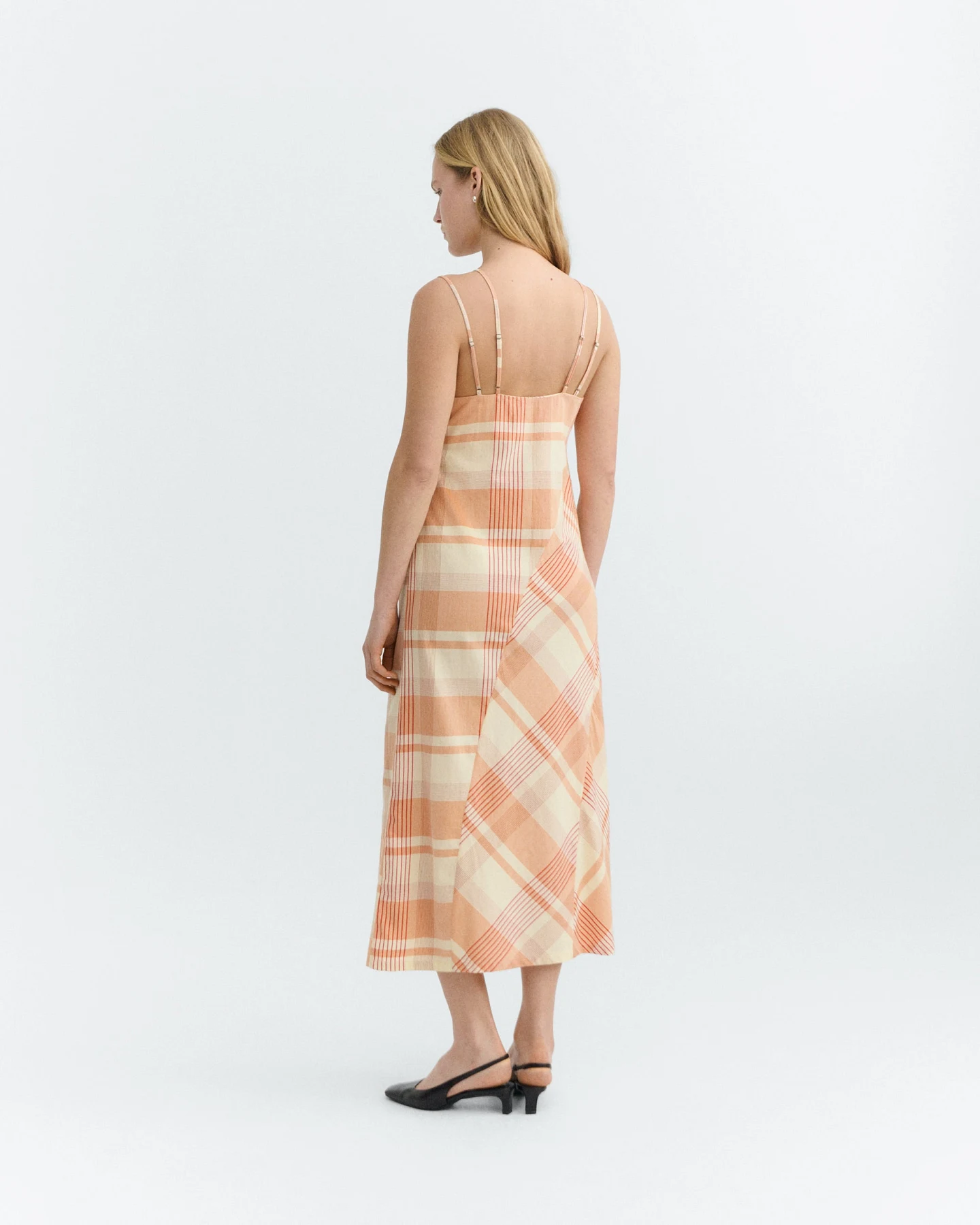 Thinking MU Damen vegan Kleid Helia Kariert Orange – Ansicht 2