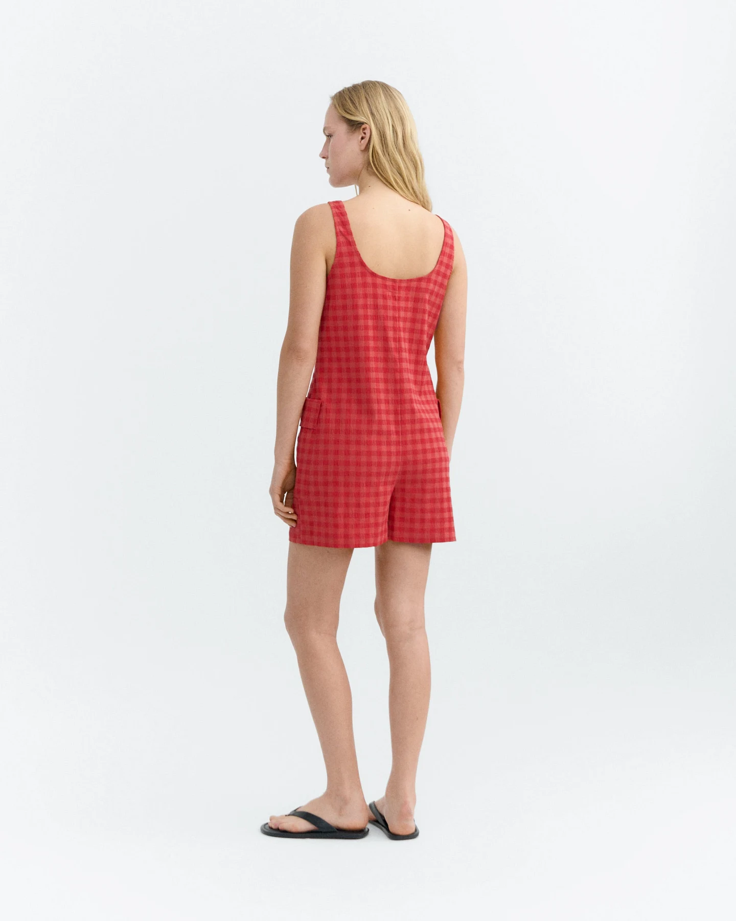 Thinking MU Damen vegan Jumpsuit Seersucker Maud Rot – Ansicht 2