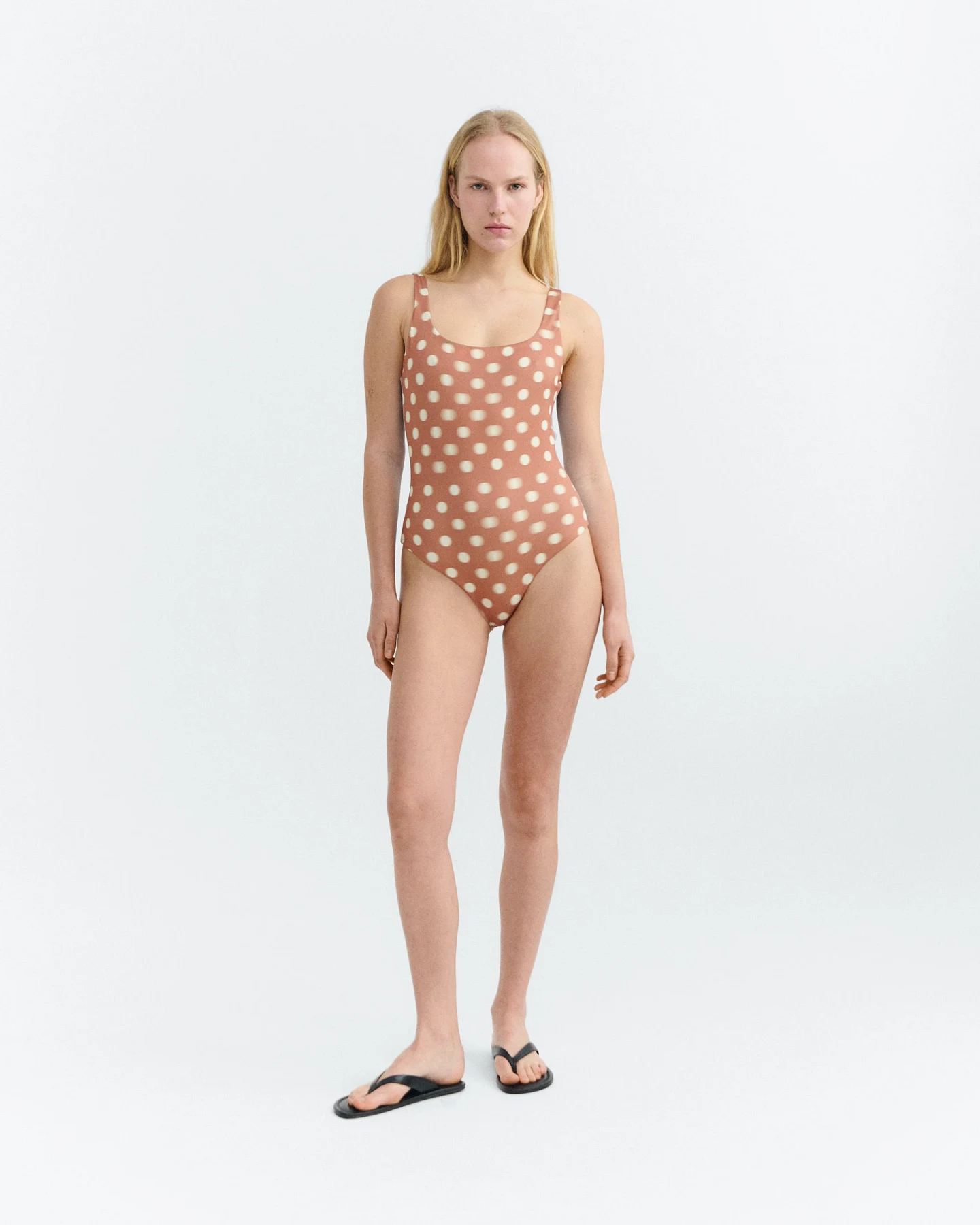 Thinking MU Damen vegan Badeanzug Amalfi Bicolor Polka Dots Braun/Blau – Ansicht 2