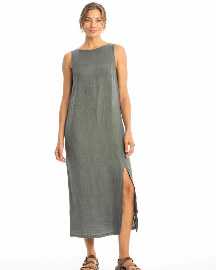 RAVENS VIEW IBIZA Damen vegan Kleid Nicola Olivgrün
