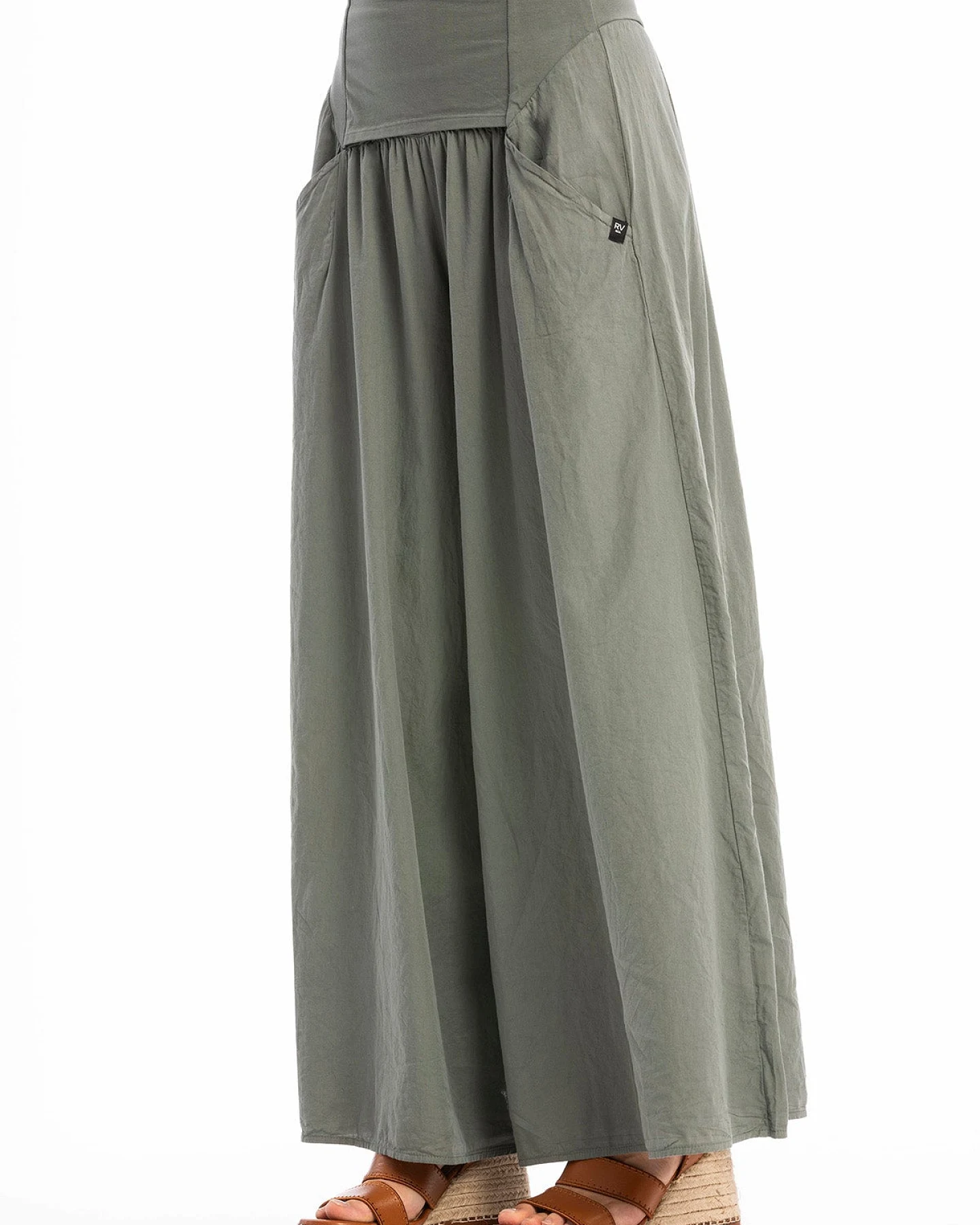 RAVENS VIEW IBIZA Damen vegan Hose Easy Skirt Olivgrün – Ansicht 2