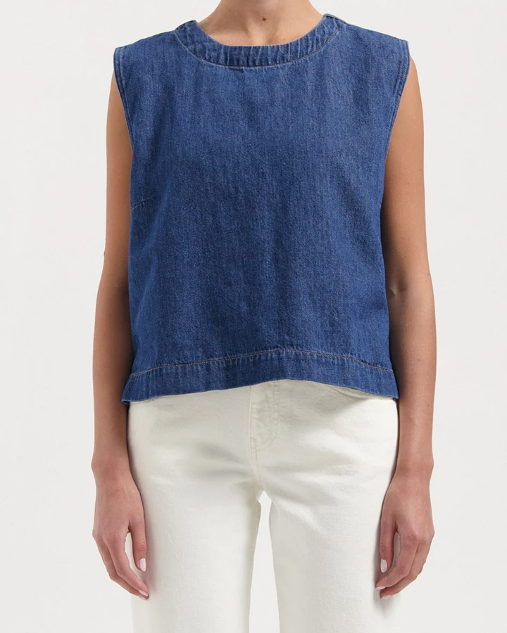 MUD Jeans Damen vegan Oberteil Noa Stone Indigo