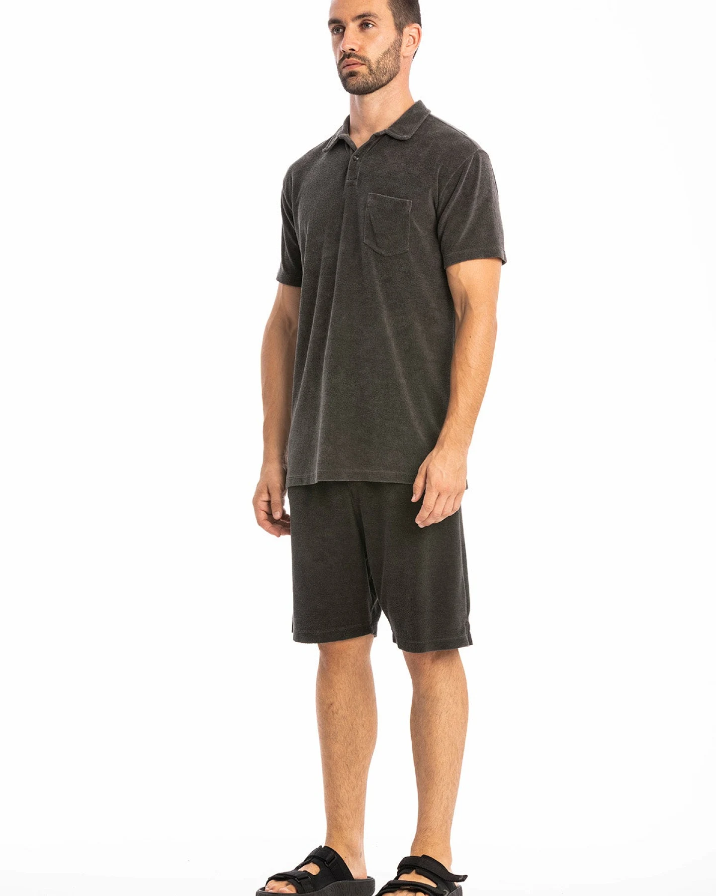 RAVENS VIEW IBIZA Herren vegan Polo Frottee Anthrazit – Ansicht 2