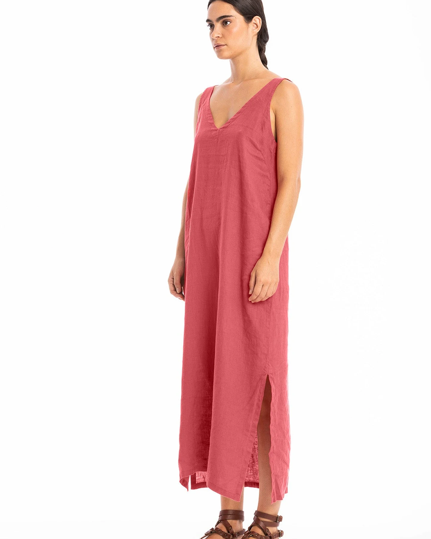 RAVENS VIEW IBIZA Damen vegan Kleid Noa Lehm Rot – Ansicht 2