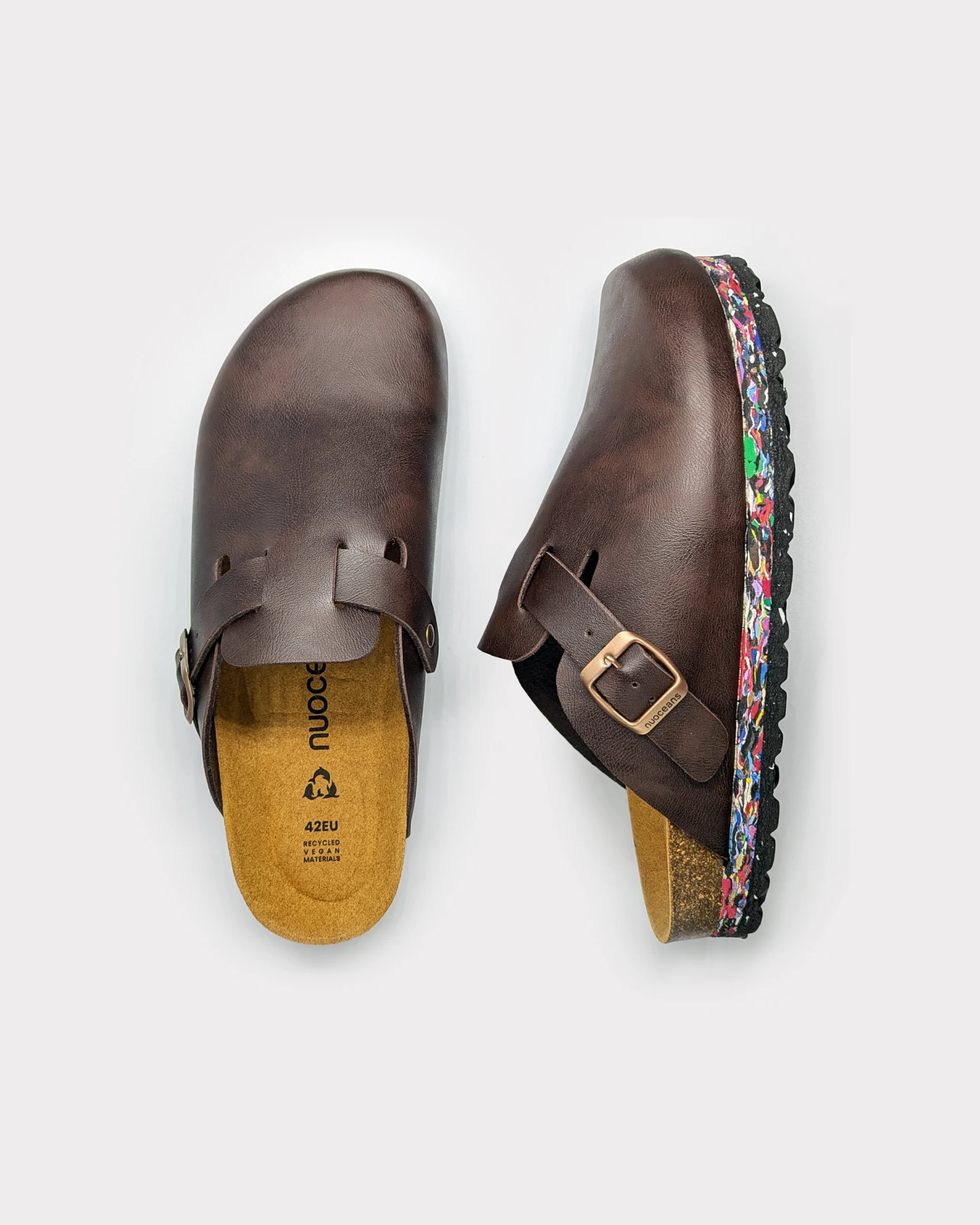 Nuoceans Herren vegan Clogs Trüffel Dunkelbraun – Ansicht 2