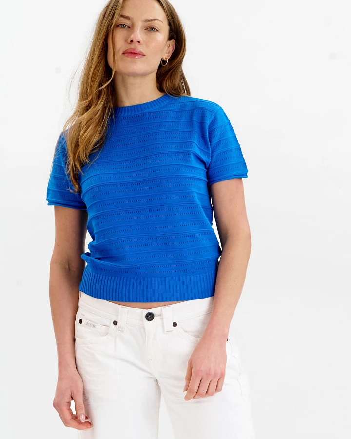 KOMODO Damen vegan Strick-T-Shirt Posey Blau
