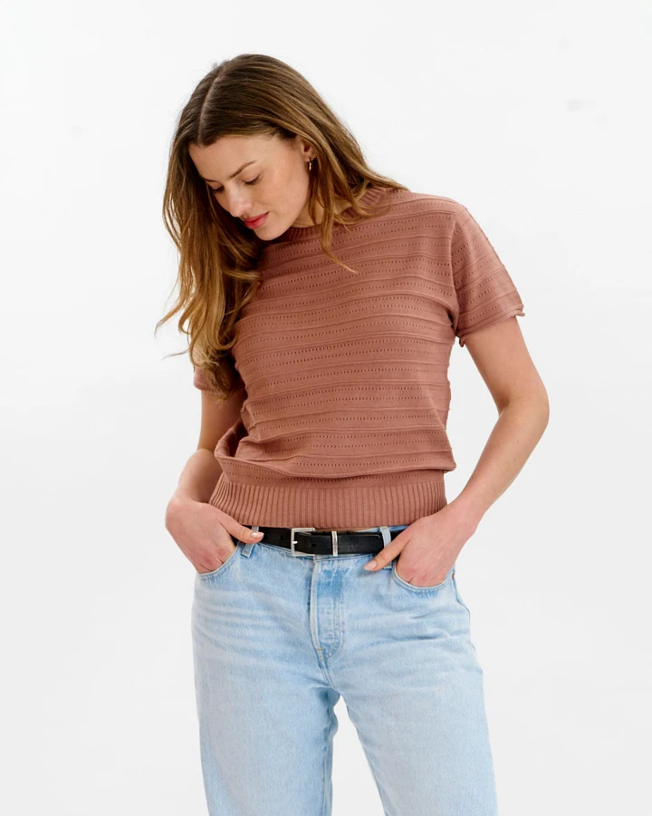KOMODO Damen vegan Strick-T-Shirt Posey Kaffee